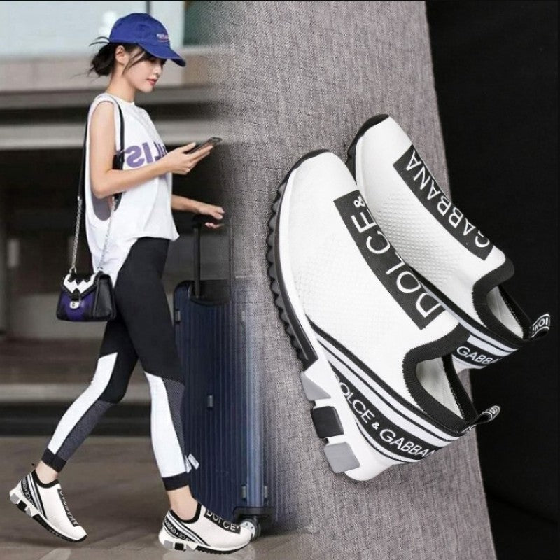 Breathable Flyknit Round Toe Women's Casual Sneakers