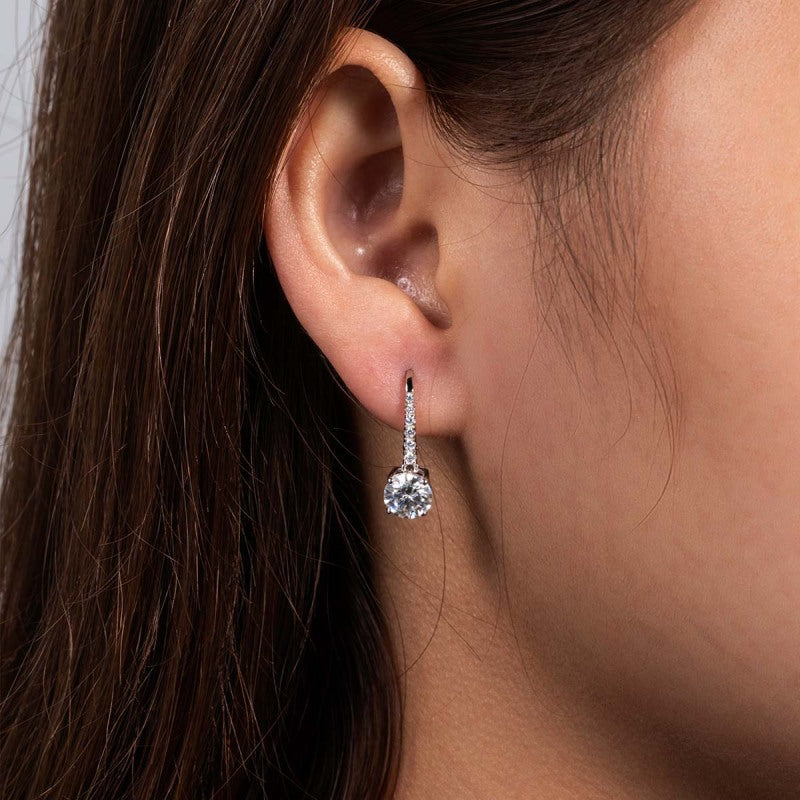 S925 Silver Earrings with 1 Carat Moissanite Stone