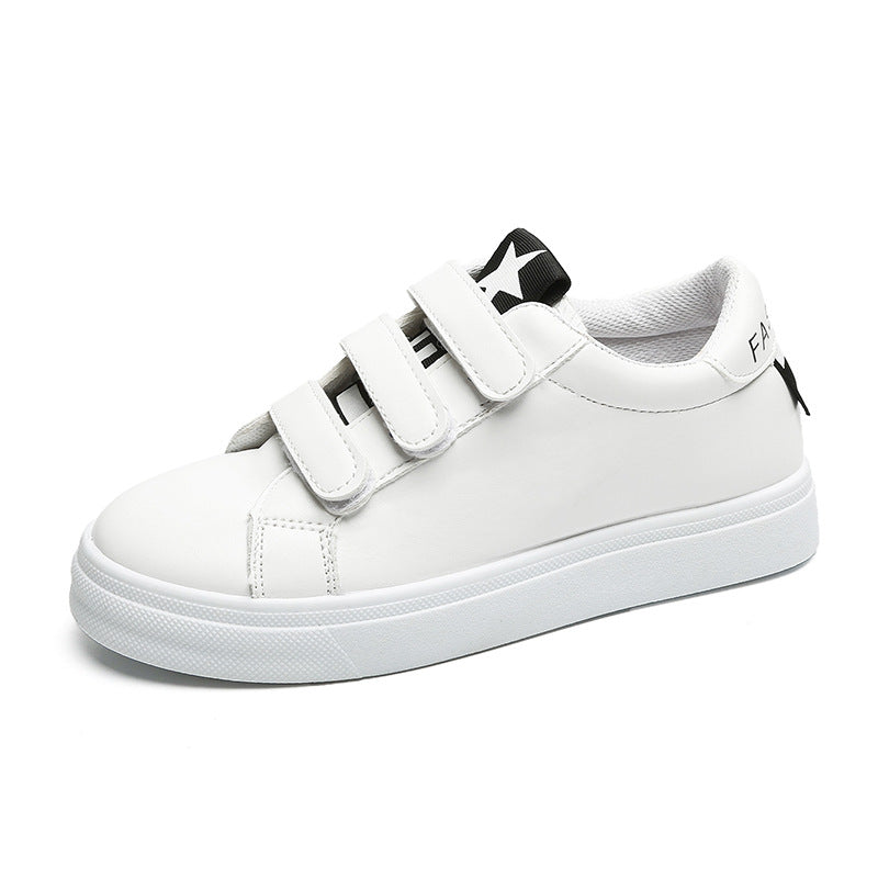 Velcro Flat Casual White Sneakers (Little White Shoes)