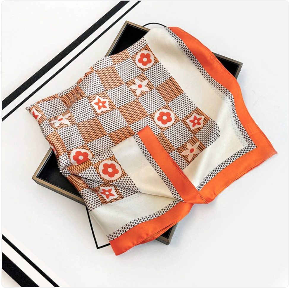Striped Square Silk Scarf