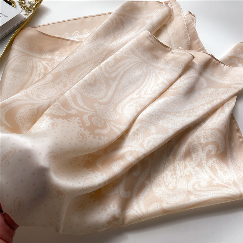 Korean Style 70cm Square Silk Scarf with Letter Print