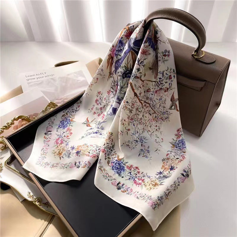 Fashionable Silk Scarf for Women - Versatile Small Square