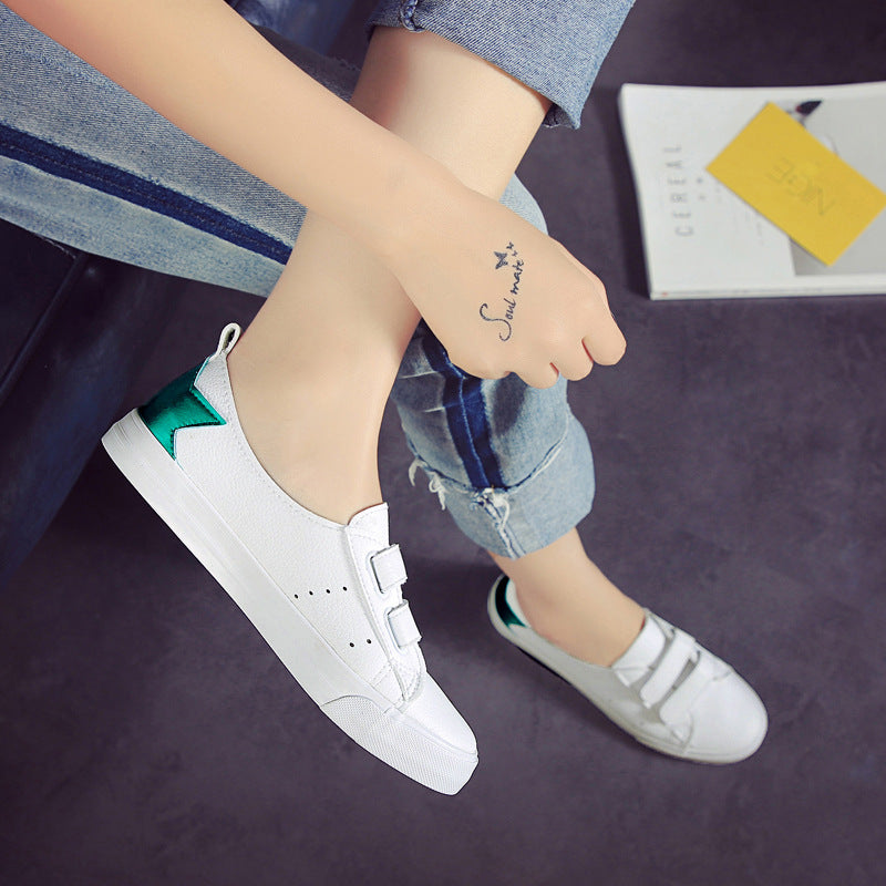 Chaussures plates blanches pour femmes - Baskets décontractées à enfiler