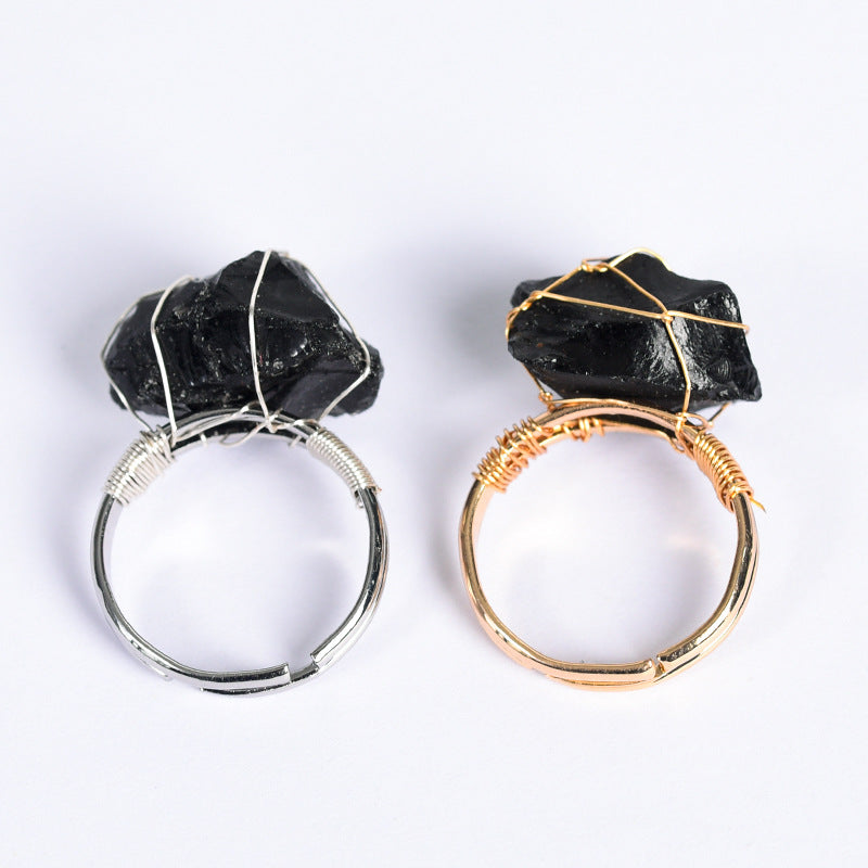 Adjustable Natural Amethyst Fashion Ring