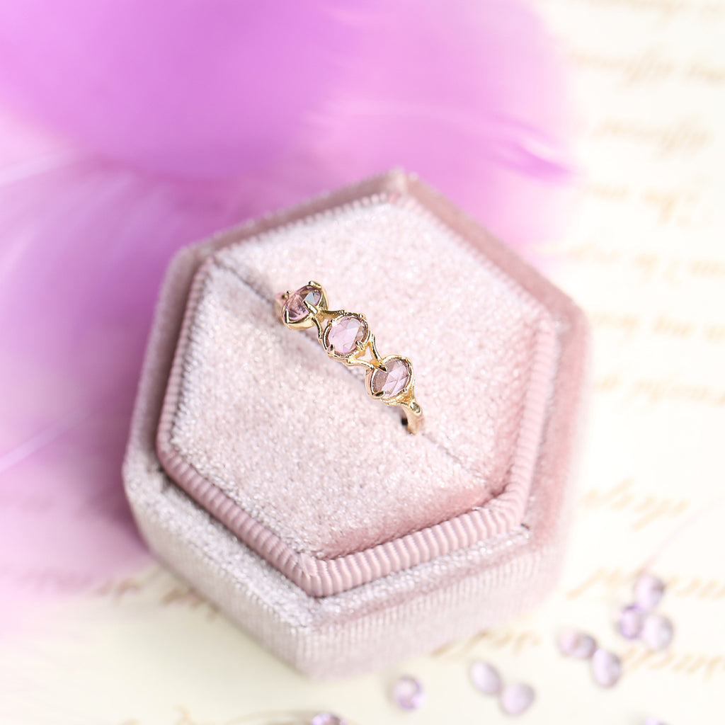 Japanese Style Lavender Amethyst Rose Gold Ring