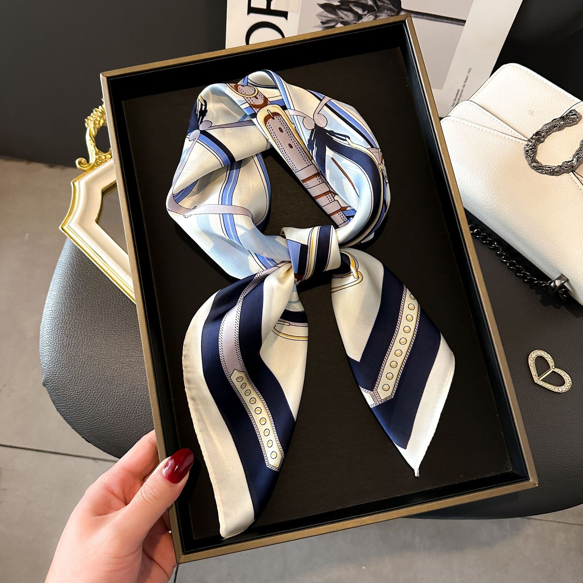 New Striped Silk Scarf - Stylish Professional Accessory
