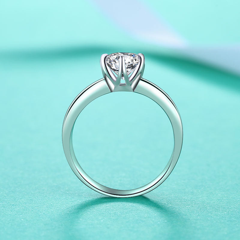 S925 Silver Ring with 1-Carat Moissanite, Certified