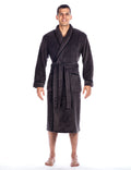 Noble Mount Mens Plush Robe - Fleece Robe Mens Bathrobe - Dark Grey - 2XL/3XL
