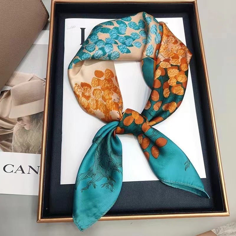 Fashionable Silk Scarf for Women - Versatile Small Square