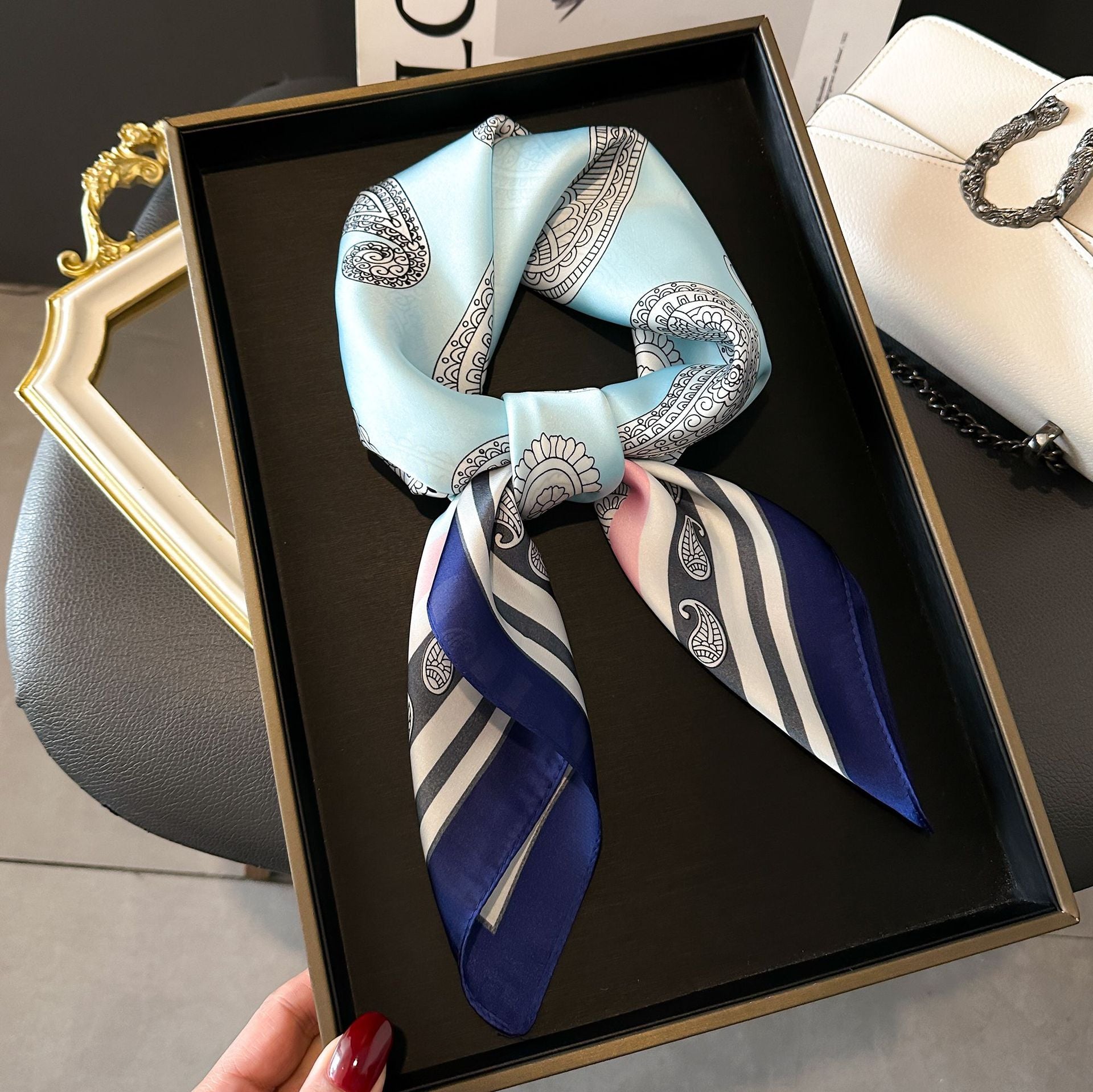 New Striped Silk Scarf - Stylish Professional Accessory