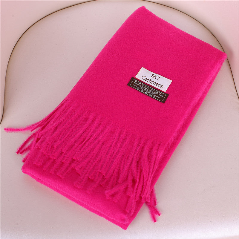 Women's Solid Color Thick Cashmere Scarf Shawl