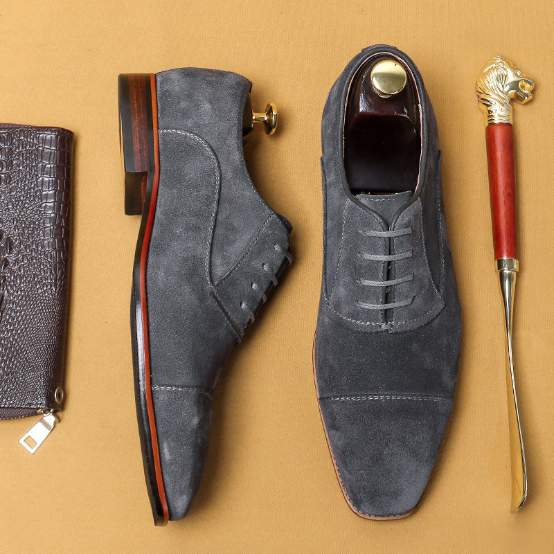 Men's Suede Leather Lace-Up Formal Business Shoes