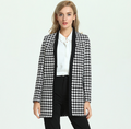 Classic Houndstooth Wool Coat and Blazer Jacket