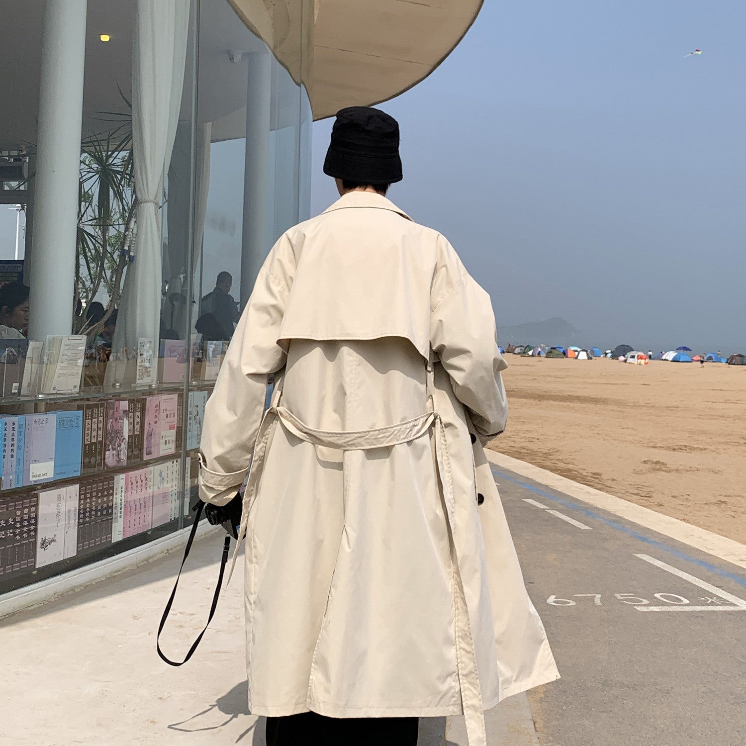 Men's Medium Length Double Breasted Trench Coat