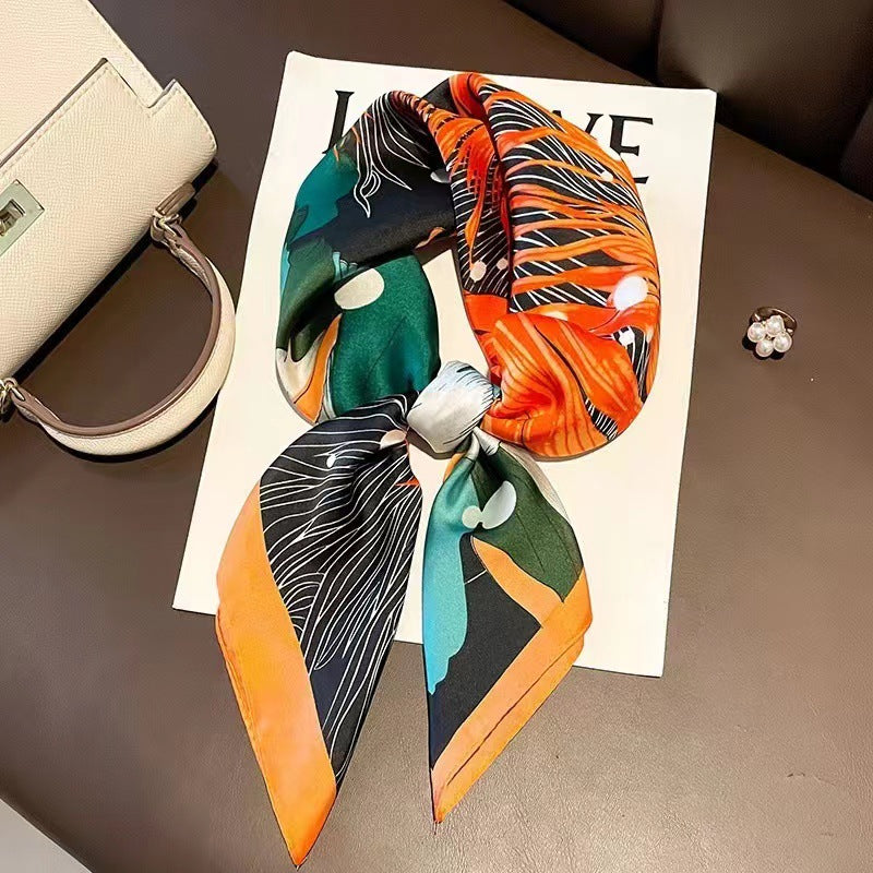 Fashionable Silk Scarf for Women - Versatile Small Square