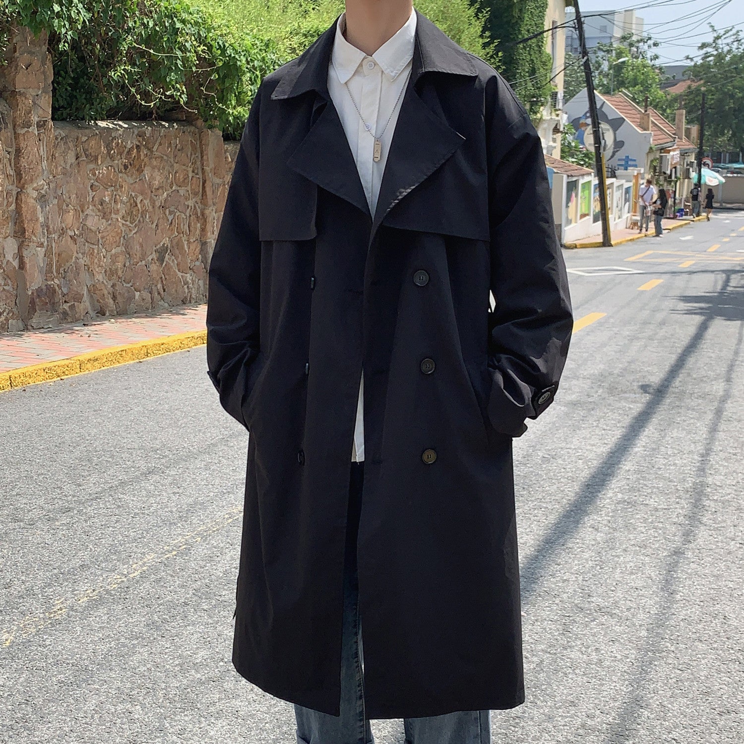 Trench-coat croisé mi-long pour homme
