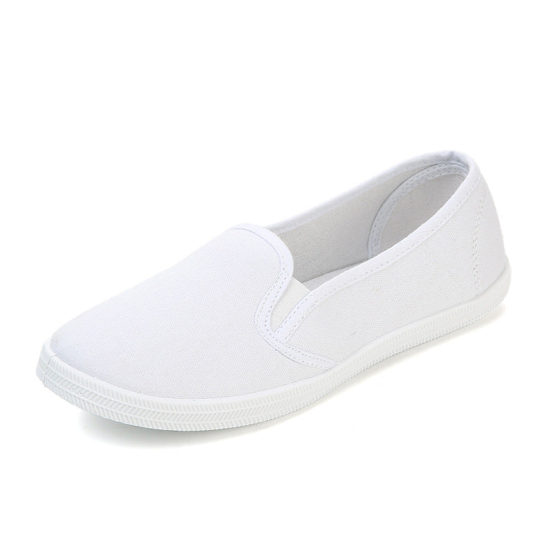 Women's Slip-On Low-Cut Canvas Sneakers (White)