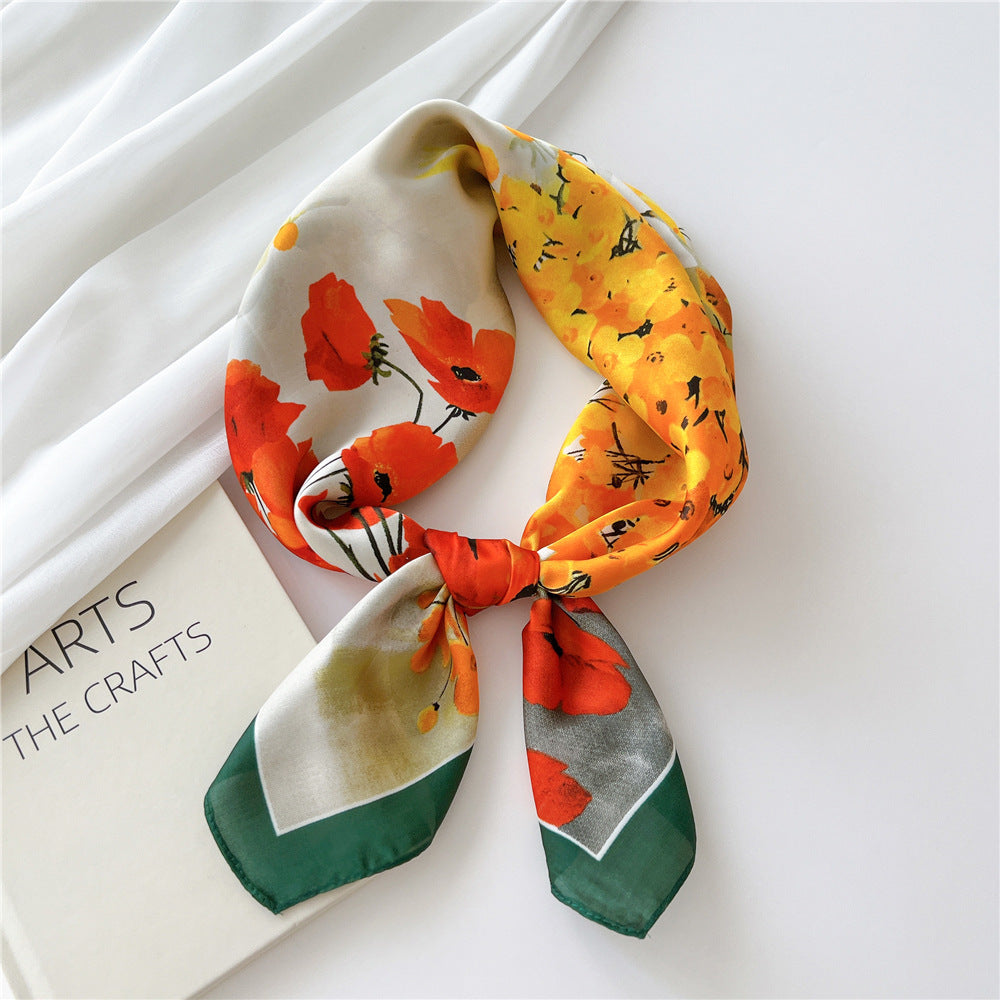 Stylish French Silk Scarf for All Seasons (70cm)