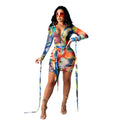 Women's Printed Mesh See-Through Dress