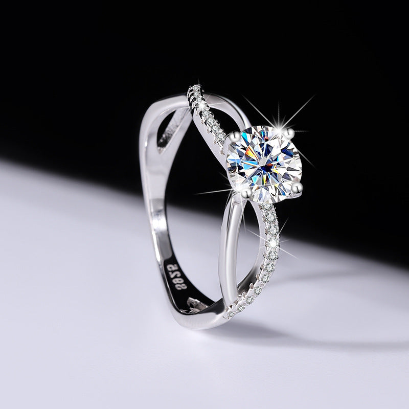 Sterling Silver Authentic Moissanite Engagement Ring