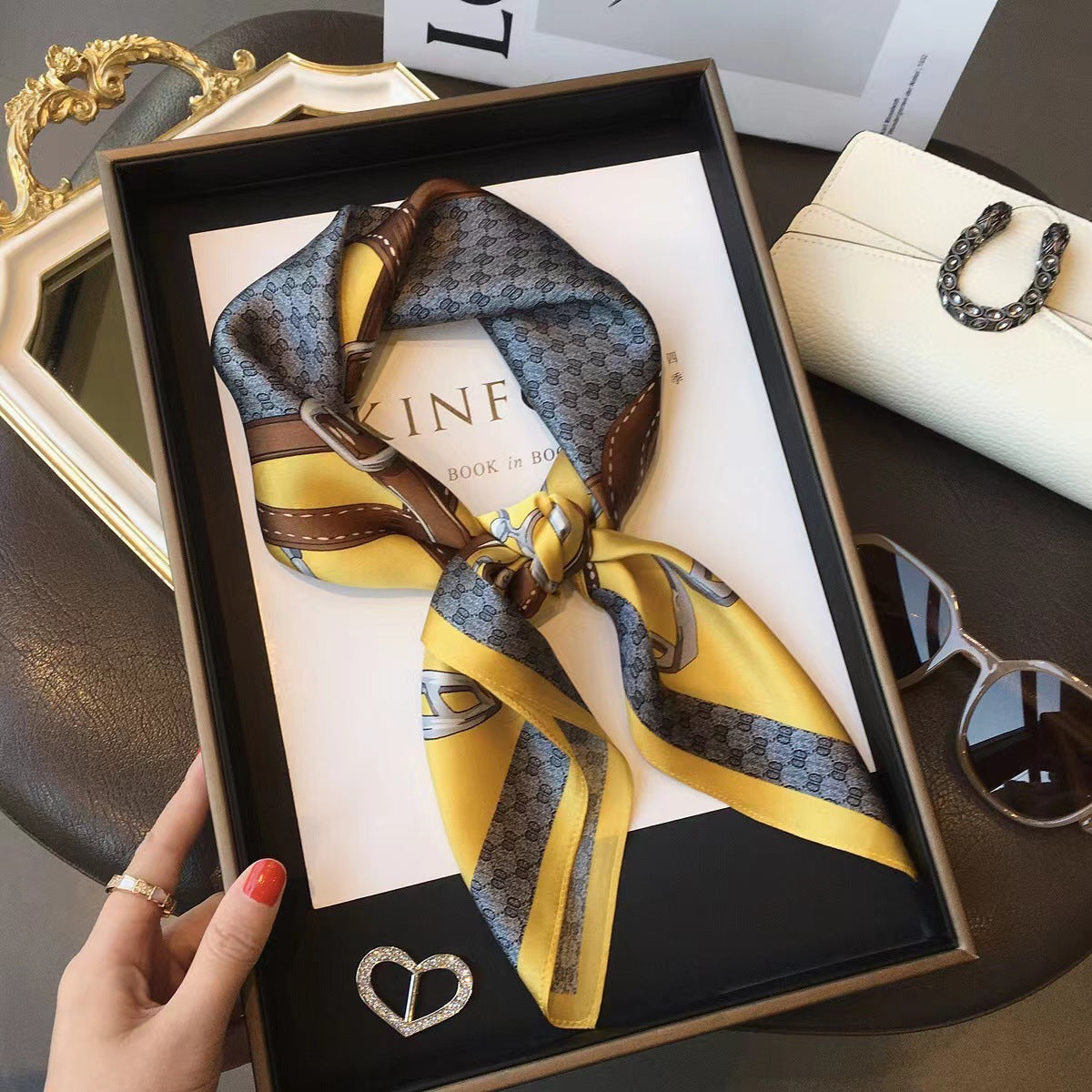 Fashionable Silk Scarf for Women - Versatile Small Square