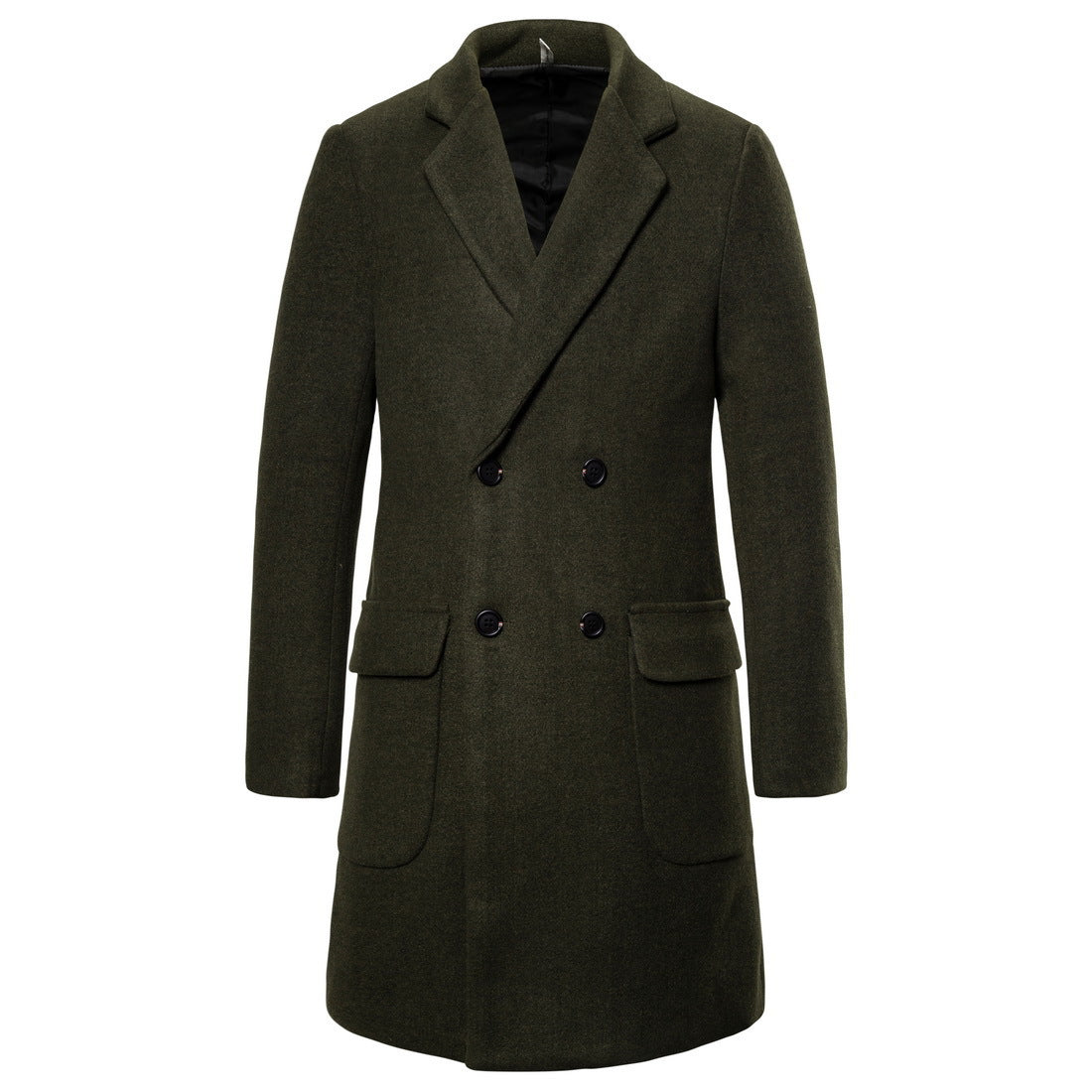 Men's Double-Breasted Wool Trench Coat