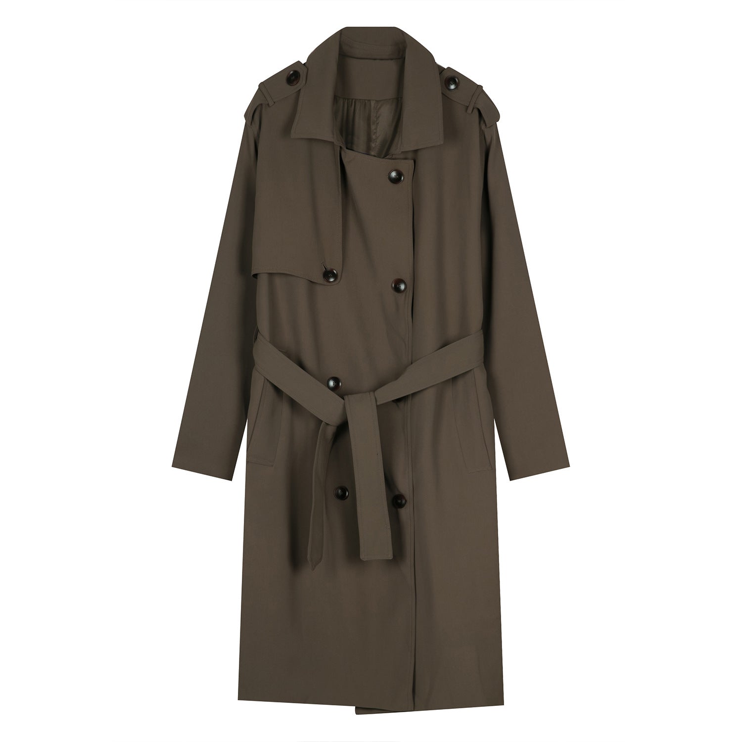 Men's Double Breasted Simple Trench Coat with Belt
