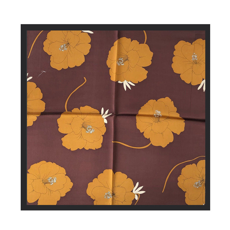 Korean Floral Silk Scarf - 100% Mulberry Silk