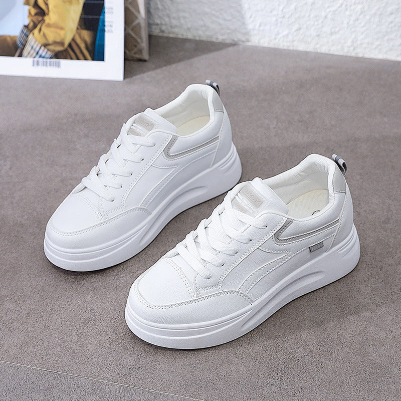 Women's Waterproof Thick-Soled White Sneakers